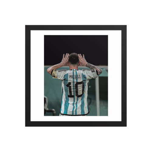 Premium Luster Photo Paper Framed Poster (Messi)