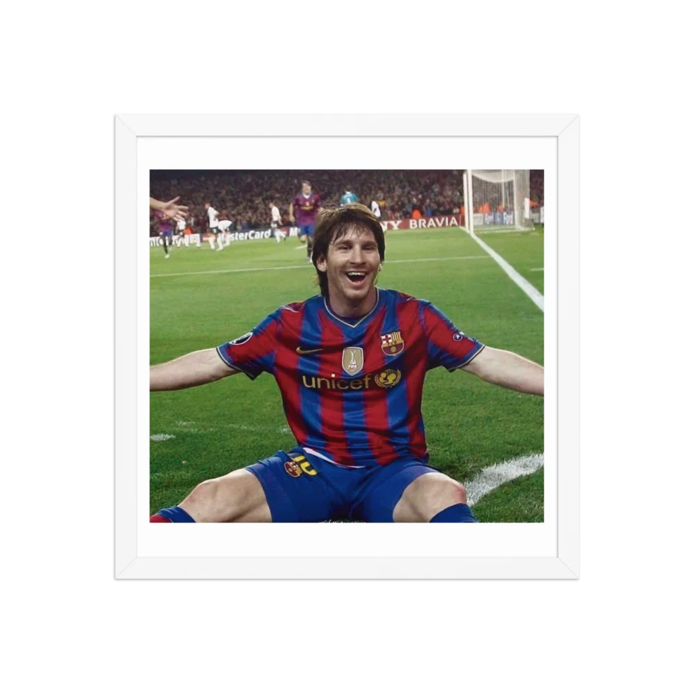 Premium Luster Photo Paper Framed Poster (Messi)