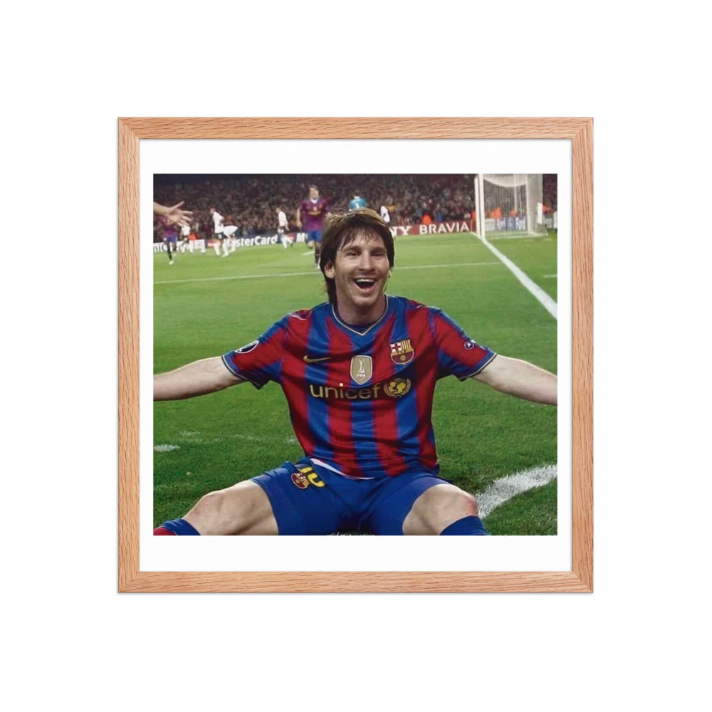 Premium Luster Photo Paper Framed Poster (Messi)