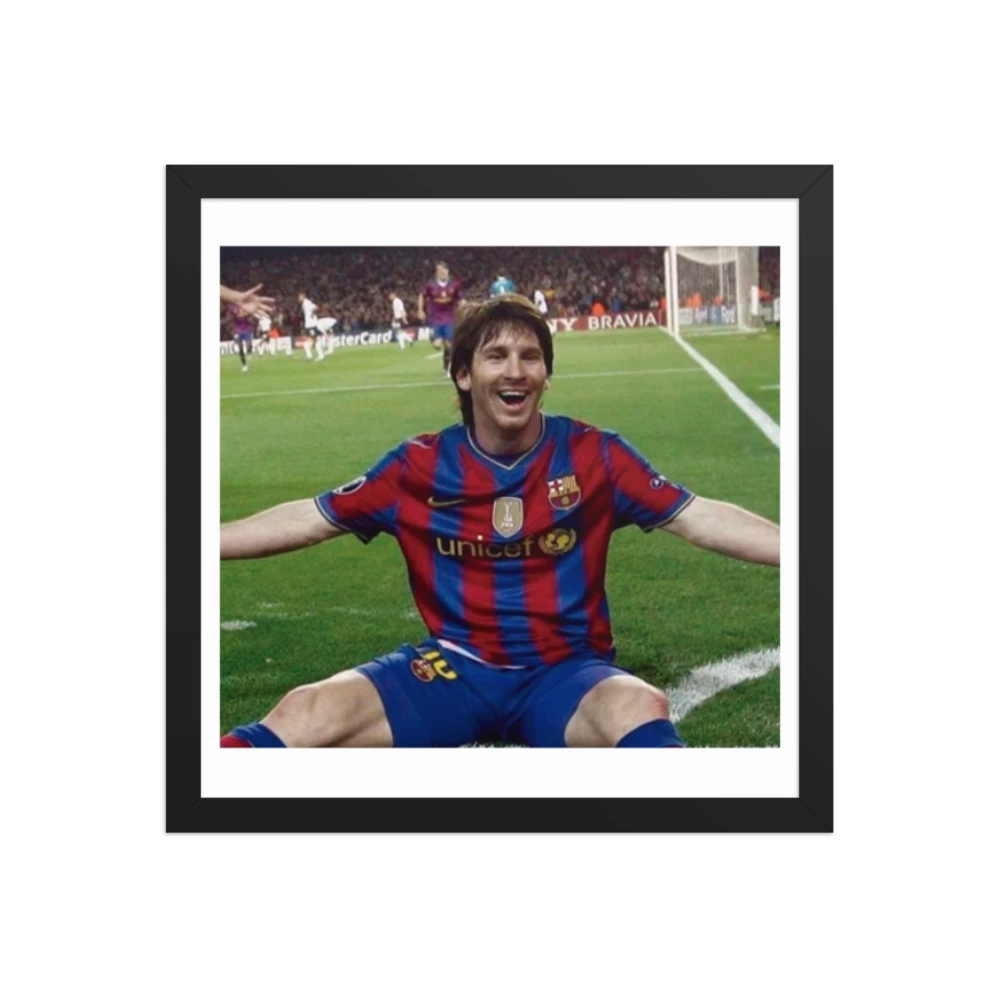 Premium Luster Photo Paper Framed Poster (Messi)