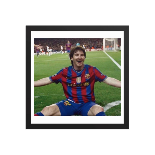 Premium Luster Photo Paper Framed Poster (Messi)