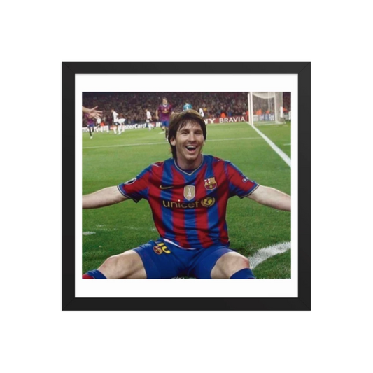 Premium Luster Photo Paper Framed Poster (Messi)