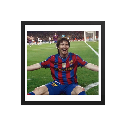 Premium Luster Photo Paper Framed Poster (Messi)