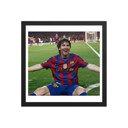 Premium Luster Photo Paper Framed Poster (Messi)