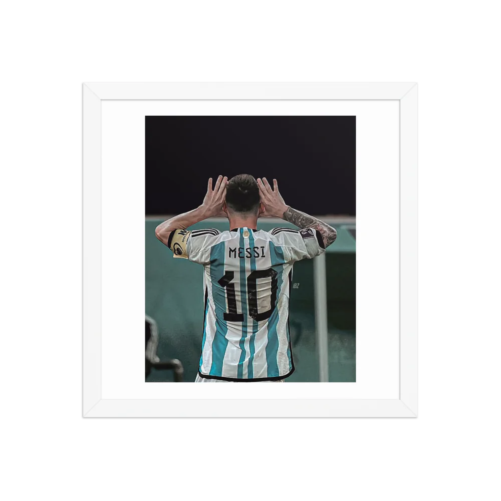 Premium Luster Photo Paper Framed Poster (Messi)