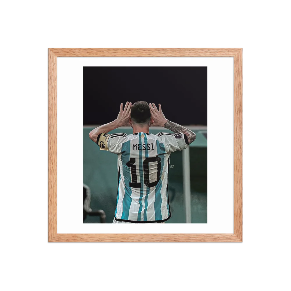 Premium Luster Photo Paper Framed Poster (Messi)