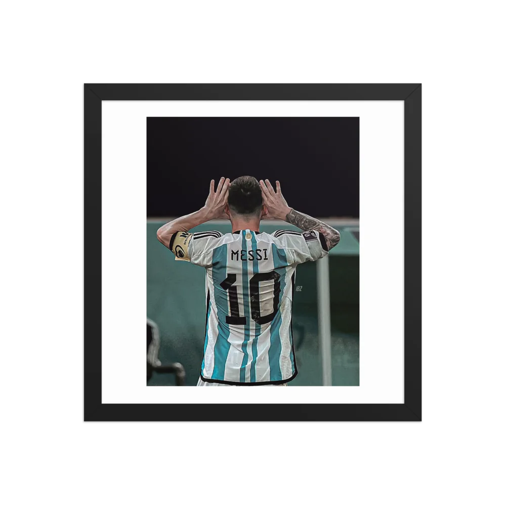 Premium Luster Photo Paper Framed Poster (Messi)